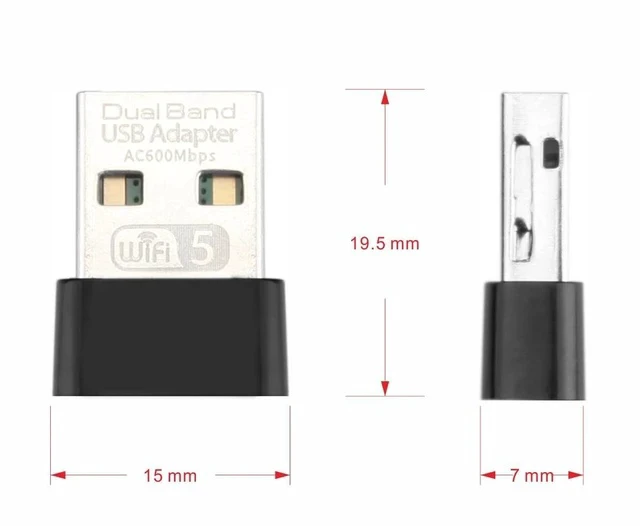 Alt view image 5 of 6 - Dual-Band 600M USB WiFi Adapter 2.4G / 5G Wireless Network Receiver & Transmitter for Desktop / Laptop / PC