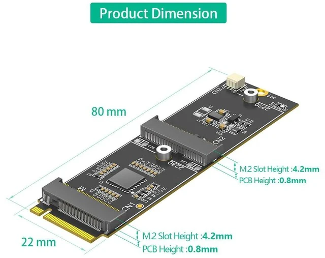 Alt view image 3 of 6 - 2-in-1 M.2 Key M NVMe SSD + E-Key WiFi / Bluetooth Combo Adapter Card M.2 to NVMe SSD + Wireless Module Converter for Desktop / Laptop