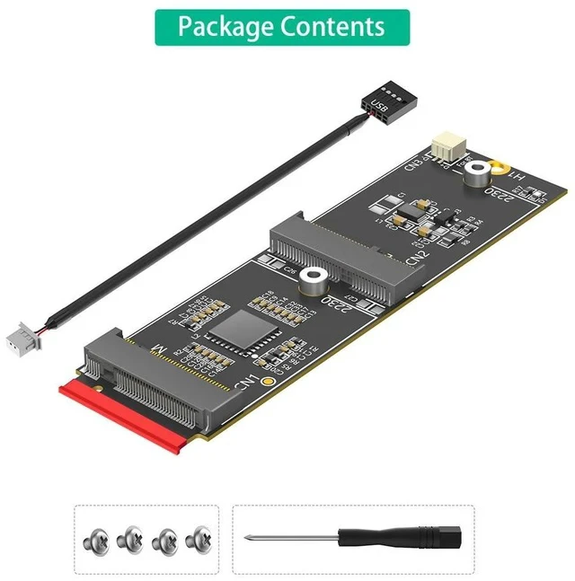 Alt view image 6 of 6 - 2-in-1 M.2 Key M NVMe SSD + E-Key WiFi / Bluetooth Combo Adapter Card M.2 to NVMe SSD + Wireless Module Converter for Desktop / Laptop