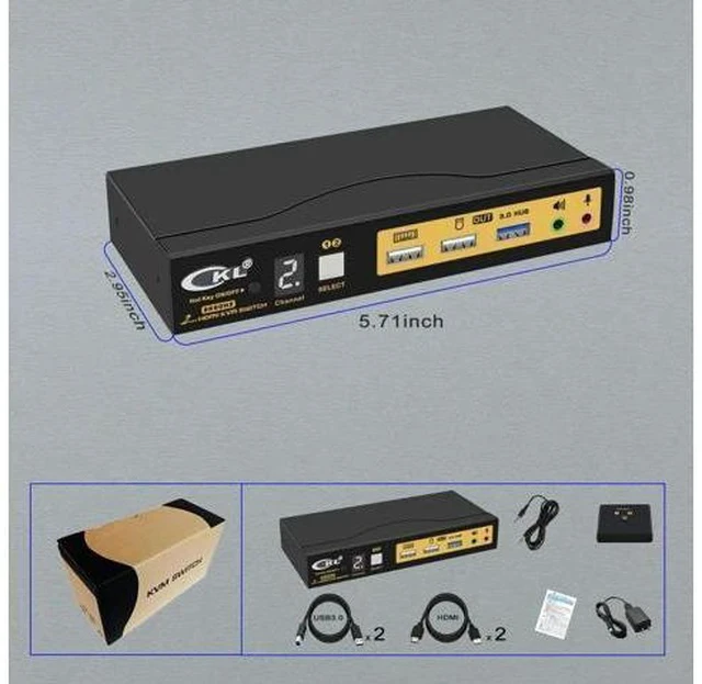 Alt view image 2 of 7 - CKL 2-Port HDMI 2.1 KVM Switch, 8K, for 2 PCs Share 1 Monitor with EDID Emulation