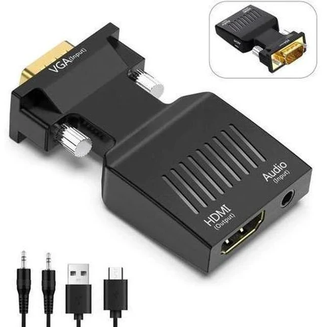 Main image of Uni-Directional VGA Male to HDMI Female Adapter With 3.5mm Audio Jack Support 1080P 60Hz For Laptop PC Projector Monitor