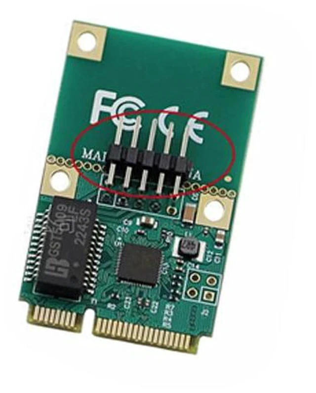 Alt view image 3 of 3 - Mini PCIe Gigabit Network Card 1000M RJ45 Wired LAN Adapter for Desktop / Mini Computers, Full-Height / Half-Height Form Factor, 10/100/1000Mbps - Curved needle style