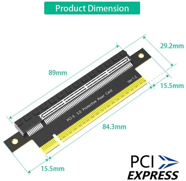 Alt view image 4 of 6 - PCIe 5.0 x16 Test Riser Card 164-Pin PCI-E Extender, 64GB/s, Graphics Card Slot Protector / Extender for Desktop / Server / Workstation