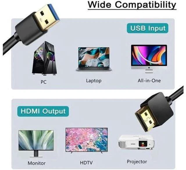 Alt view image 6 of 7 - 6.6FT USB 3.0 to HDMI Male Converter Cable, 1080P Audio Video Display Cord Compatible with Windows 7/8/8.1/10