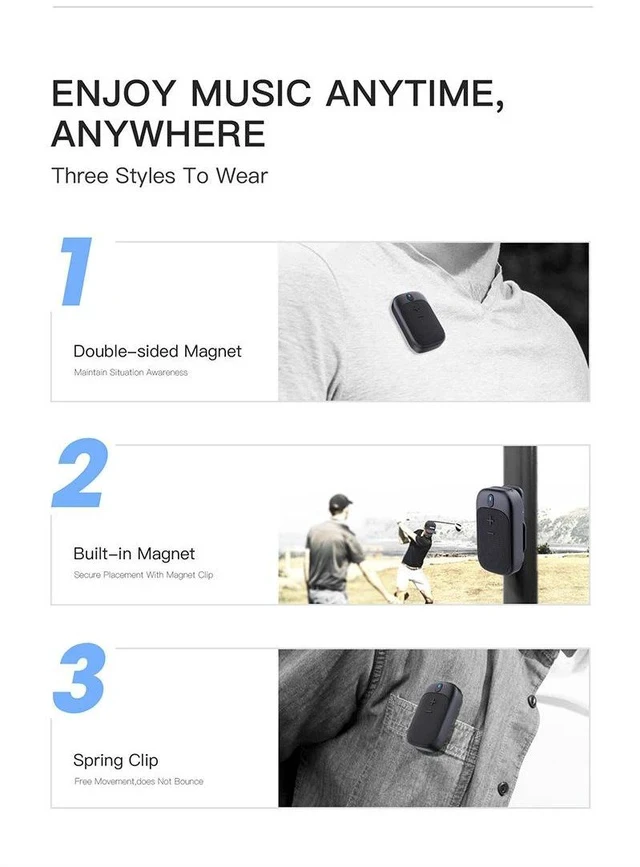 Alt view image 6 of 7 - Wearable Bluetooth Speaker Outdoor Cycling/Portable, Magnetic Stand/Mount, Hands-Free Calling, Waterproof - black
