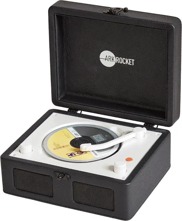Alt view image 2 of 7 - Portable CD Player & Bluetooth Speaker - Retro Rechargeable Mini CD Player with FM Radio USB AUX-in & Headphone Jack Compact Personal Music Player for Home Kids Gift (Black)