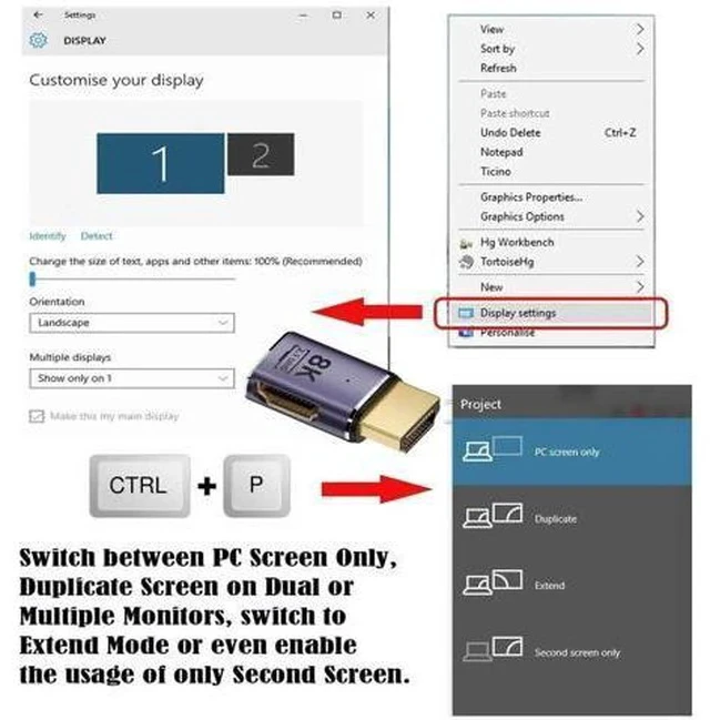 Alt view image 5 of 7 - Horizontal Right 90 Degree Flat HDMI 2.1 Extension Adapter, HDMI Male to Female Connector Supports 8K@60Hz UHD HDTV