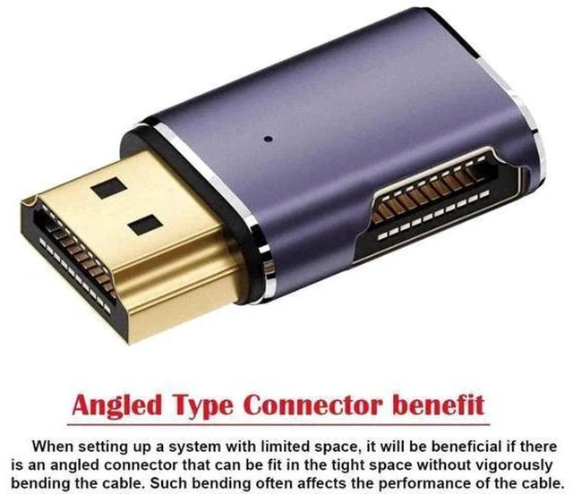Alt view image 6 of 7 - Horizontal Right 90 Degree Flat HDMI 2.1 Extension Adapter, HDMI Male to Female Connector Supports 8K@60Hz UHD HDTV