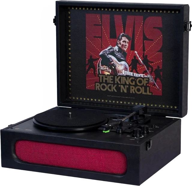 Alt view image 2 of 7 - Elvis Bluetooth Protable Record Player 3-Speed Bluetooth Input and Output Turntable Built-in Speakers with Magnetic Cartridge Auto Off - Elvis Presley '68