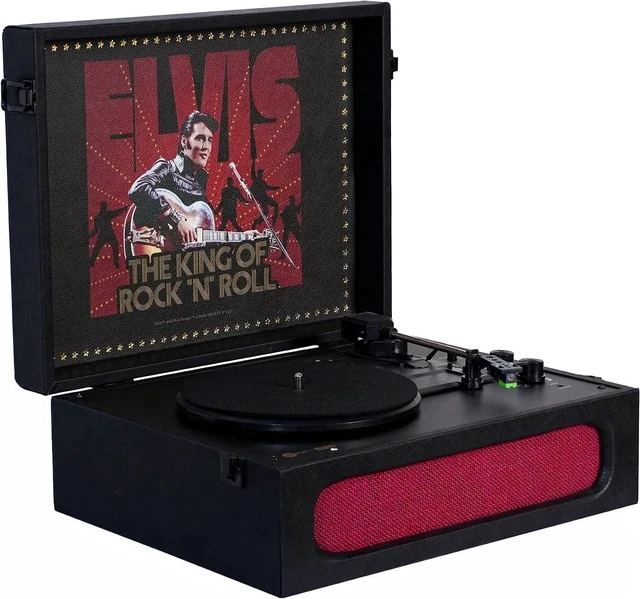 Alt view image 3 of 7 - Elvis Bluetooth Protable Record Player 3-Speed Bluetooth Input and Output Turntable Built-in Speakers with Magnetic Cartridge Auto Off - Elvis Presley '68