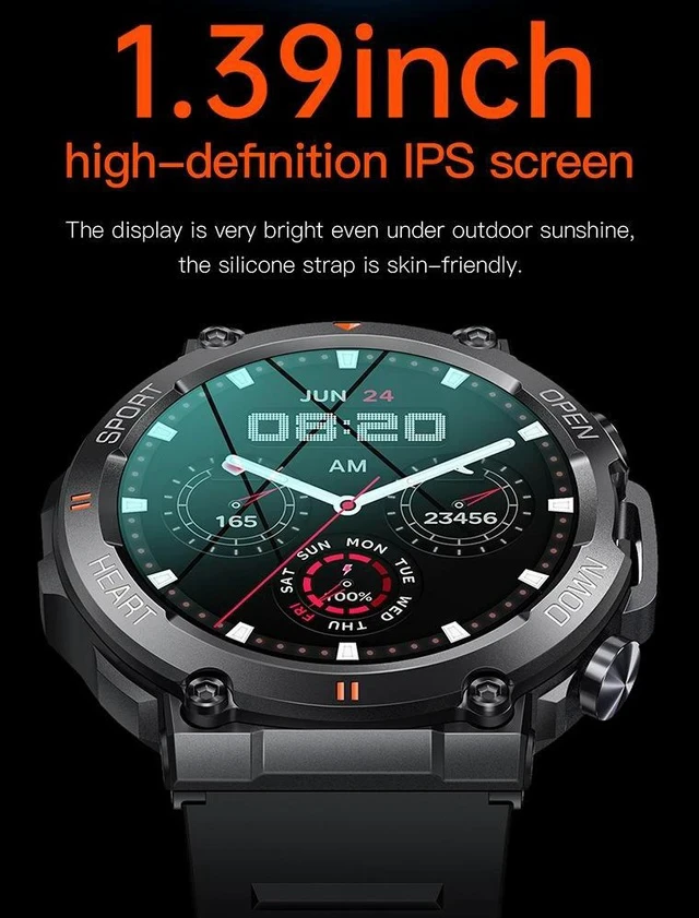 Alt view image 2 of 4 - K56 Pro Smart Watch Bluetooth Calling, Outdoor Watch Face, Step Counter, 3D Sports, Heart Rate & SpO2 Monitor, Waterproof Rugged Design - black