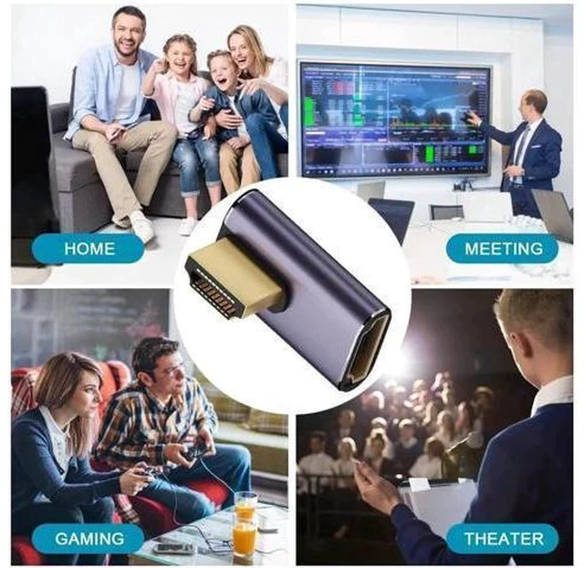 Alt view image 3 of 6 - 2 Pack 8K HDMI 2.1 Right Angle Adapters, Aluminum Alloy 90° Left/Right & 270° HDMI Male to Female Extender Connectors