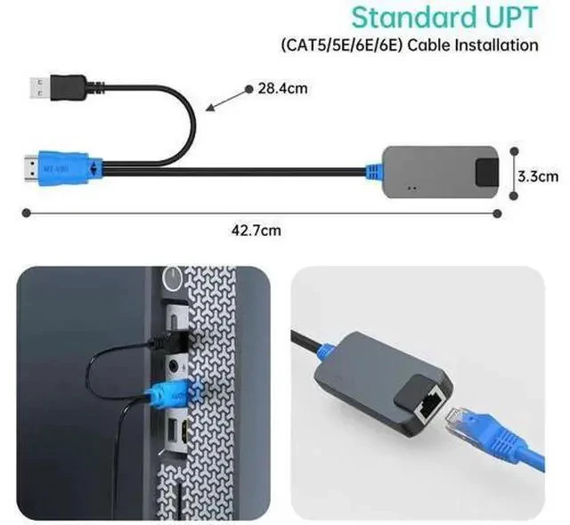 Alt view image 6 of 6 - MT-VIKI 4-Pack USB HDMI over RJ45 Extender Dongles, Compatible with MT-VIKI CAT6 KVM Switches (1708MS-IP / 1708MS), Extend KVM Console to Servers Up to 230ft (70m)