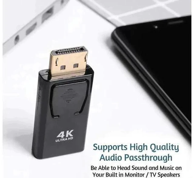 Alt view image 6 of 7 - DP Male to HDMI Female Adapter HD Video Audio Converter For PC TV Projector 2 Pack