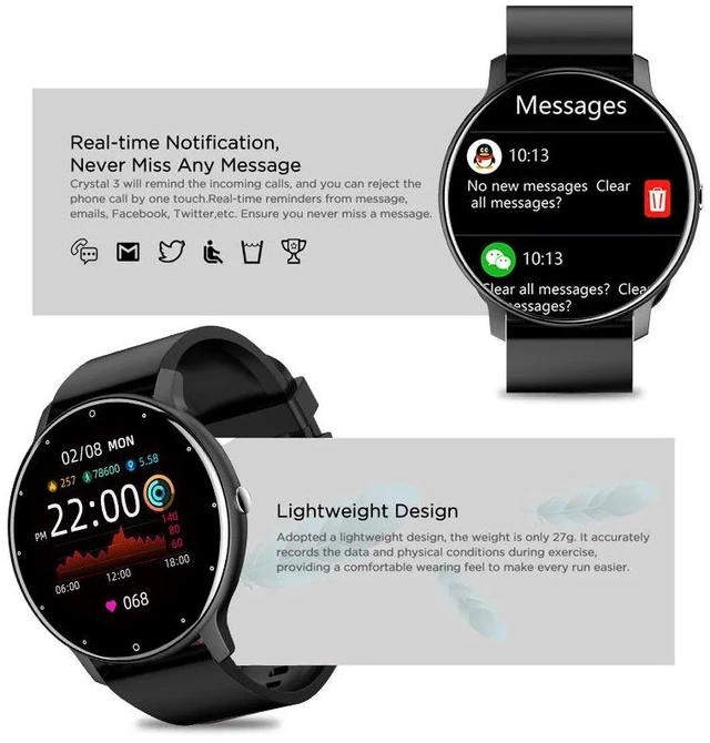 Alt view image 2 of 5 - ZL02 Smart Sports Watch Bluetooth Call, Heart Rate/SpO2/BP/Sleep Monitor, Voice Assistant