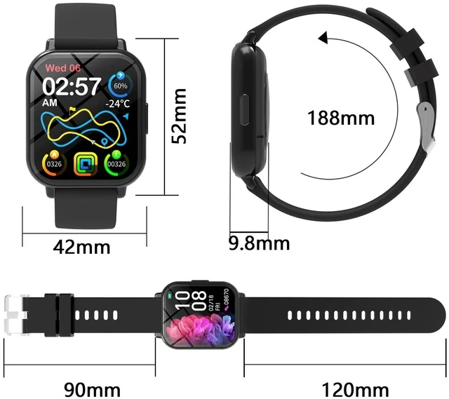Alt view image 2 of 5 - P6 Smartwatch Music Control, Bluetooth Calling, Heart Rate/BP/Sleep Monitor, Fitness Tracker - black