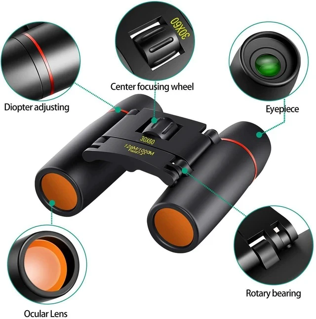 Alt view image 2 of 5 - 30x60 HD High-Power Binoculars with Red Coating & Low-Light Night Vision Portable Outdoor Telescope for Kids, Great Gift for Children