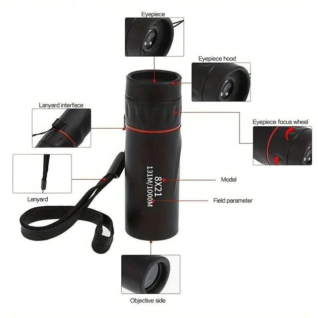 Alt view image 2 of 6 - 2000X24 Outdoor Monocular Telescope HD High-Power Mini Portable 2-in-1 for Phone & Eyes, Compact Pocket Handheld for Travel Birdwatching Adventure