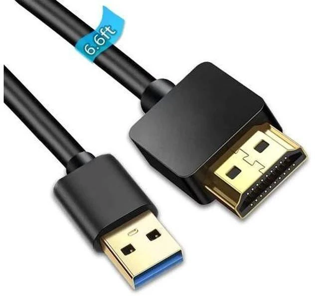 Main image of 6.6FT USB to HDMI Male Adapter Cable, 1080P Audio Video Display Converter Cord Only Compatible with Windows XP/7/8/8.1/10