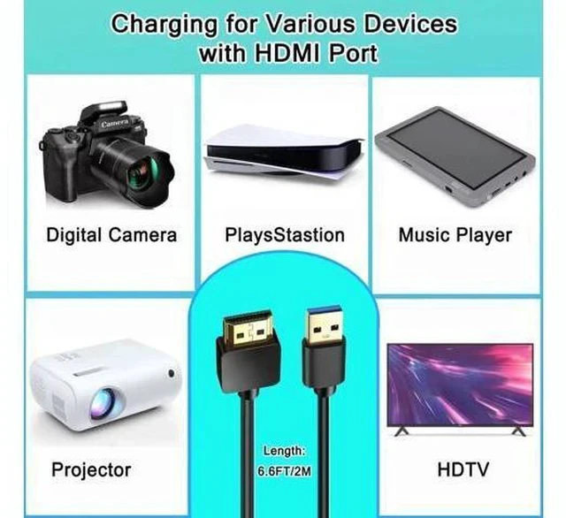 Alt view image 6 of 7 - 6.6FT USB to HDMI Male Adapter Cable, 1080P Audio Video Display Converter Cord Only Compatible with Windows XP/7/8/8.1/10