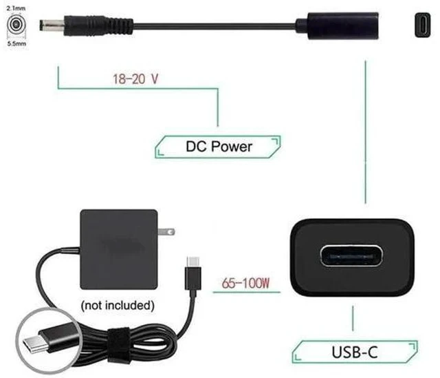 Alt view image 4 of 6 - USB-C PD Trigger to 5.5×2.1mm DC Barrel Power Charging Cable, Type-C Input to DC5521 Male Plug Power Conversion Cord