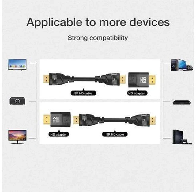 Alt view image 4 of 7 - 2-Pack HDMI 2.1 Male to Female Gender Changer Adapter, Supports 8K@60Hz, 4K@120Hz, HDR & eARC for HDTV, Laptops, PS4, PS5, Xbox Consoles