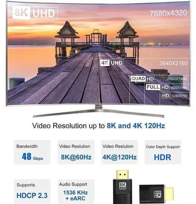Alt view image 5 of 7 - 2-Pack HDMI 2.1 Male to Female Gender Changer Adapter, Supports 8K@60Hz, 4K@120Hz, HDR & eARC for HDTV, Laptops, PS4, PS5, Xbox Consoles