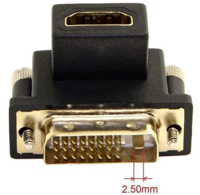 Alt view image 2 of 7 - 90 Degree Down Angled DVI Male to HDMI Female Bidirectional Adapter, Gold-Plated HDMI to DVI Converter for TV, Monitor & Computer