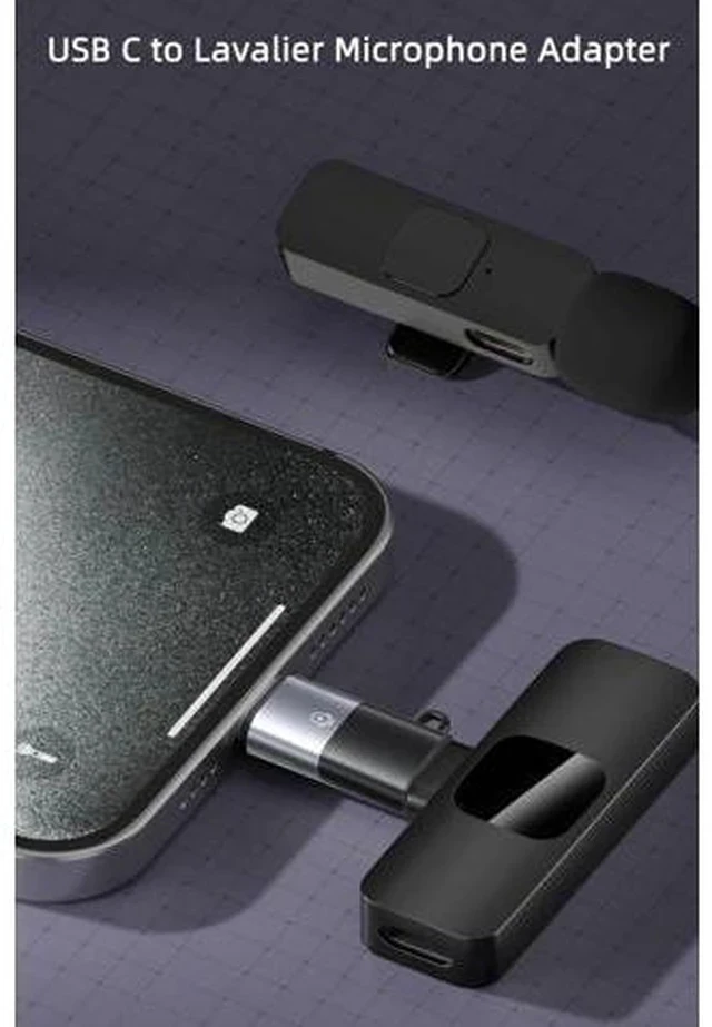 Alt view image 6 of 6 - 2 Pack USB-C to Lavalier Microphone Adapter, Type C Converter for iPhone 15/16, iPad Air/Pro, Black & Grey