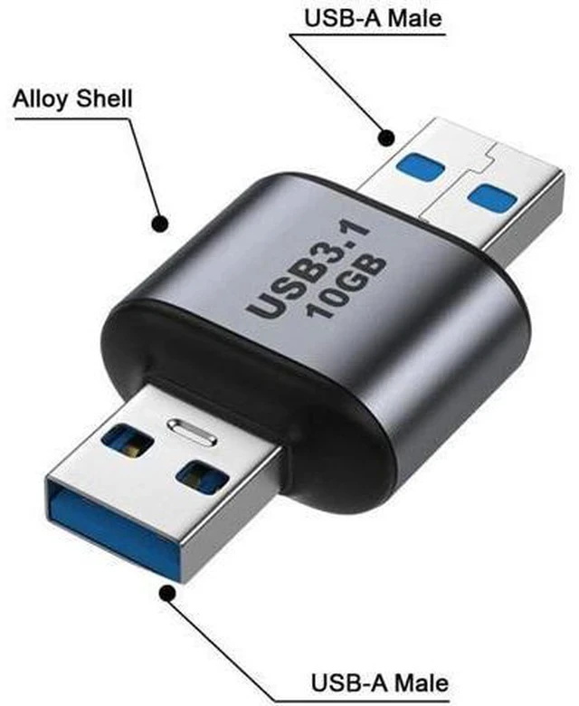 Alt view image 5 of 7 - USB 3.0/3.1 Type A Male to Male Data Adapter, 10Gbps High Speed USB A to A Extension Cable Connector for Laptop Desktop PC Peripherals