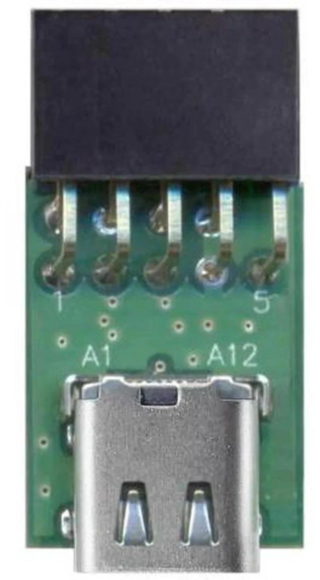Main image of Single Port USB-C Female to Motherboard 9Pin 10Pin USB Header PCBA Adapter, 480Mbps USB 2.0 Internal Front Panel Connector for DIY Desktop PC