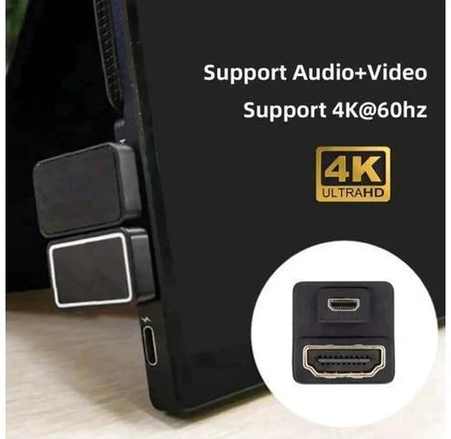 Alt view image 3 of 5 - U-Shaped 360° Down Reverse Micro HDMI 1.4 Male to HDMI Female Adapter, Type-D Port Saver