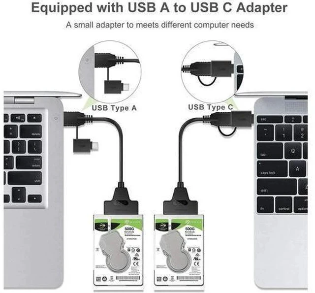 Alt view image 5 of 7 - 2-in-1 USB 3.0 & USB-C to 2.5" SATA Adapter Cable, UASP Supported for SSD HDD Data Transfer