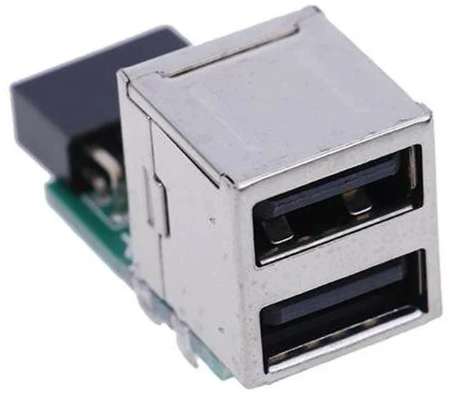 Main image of Motherboard USB 2.0 9-Pin Header to 2-Port USB Adapter 9-Pin Female to Dual USB 2.0 Converter, Direct Plug-in Internal Expansion Card for Desktop PC