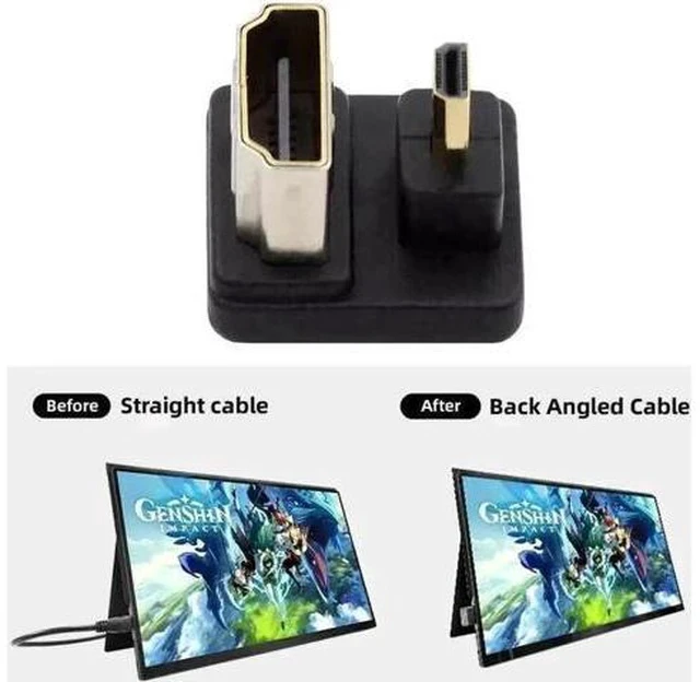 Alt view image 4 of 5 - U-Shaped 360° Down Reverse Micro HDMI 1.4 Male to HDMI Female Adapter, Type-D Port Saver