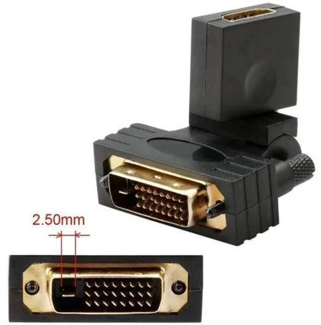 Alt view image 4 of 7 - 180°&360° Rotatable HDMI Female to DVI Male Adapter, Gold-Plated Bidirectional HDMI DVI Converter for TV Monitor Computer