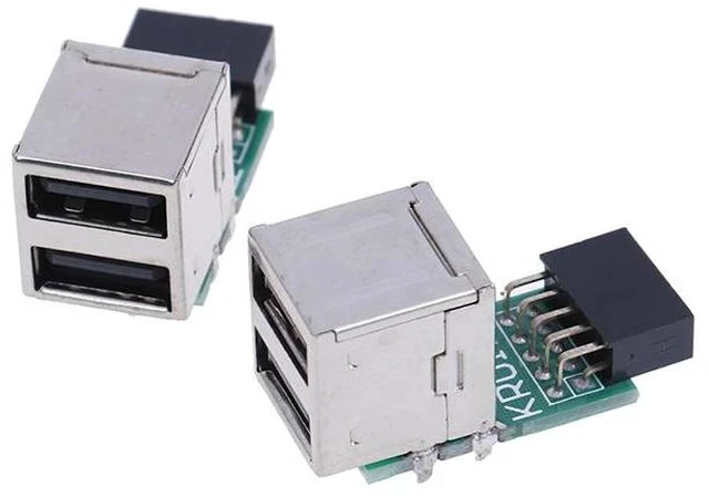 Alt view image 6 of 6 - Motherboard USB 2.0 9-Pin Header to 2-Port USB Adapter 9-Pin Female to Dual USB 2.0 Converter, Direct Plug-in Internal Expansion Card for Desktop PC