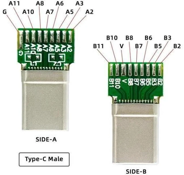 Alt view image 3 of 7 - 2 Pack USB C DIY Connector, USB 3.1 Type C PD 65W 18Pin Male & Female Solder Adapter with PCB Board for Port Repair Replacement
