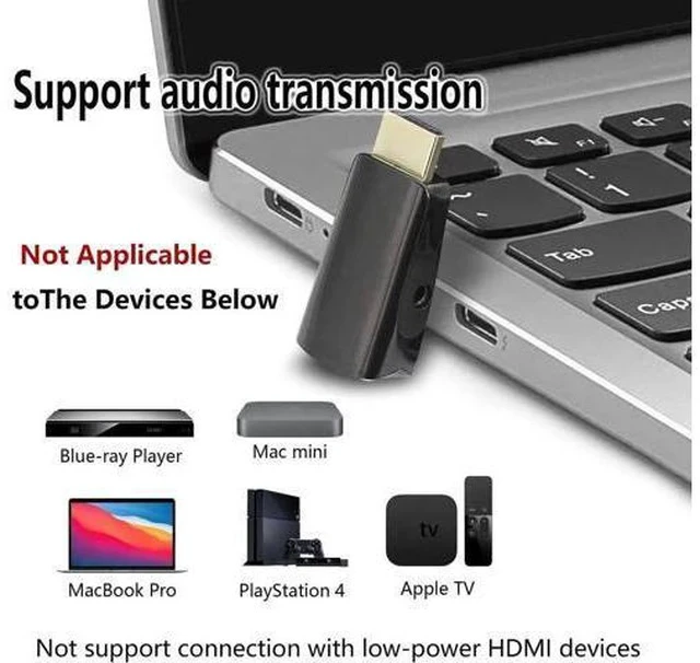 Alt view image 5 of 6 - 1080P HDMI Male to VGA Female Adapter with Audio Port, Converter for Laptop, PC, Monitor, Projector, Chromebook