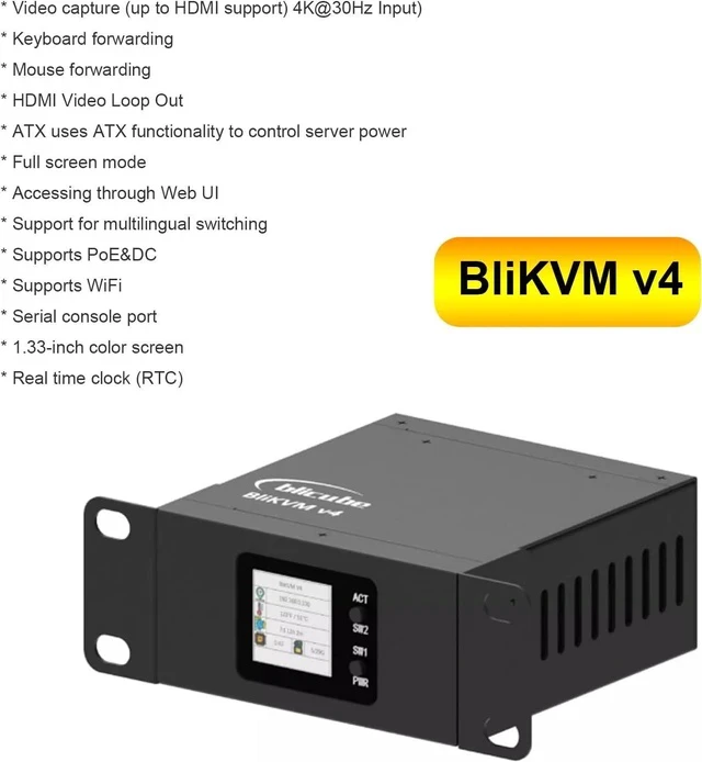 Alt view image 6 of 7 - BliKVM v4 Allwinner KVM Over IP with PoE & HDMI Loop Out, Remote Server Management & Ops Tool