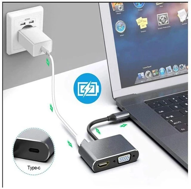 Alt view image 4 of 5 - 4-in-1 USB-C Docking Station Type-C to HDMI / VGA Converter, USB 3.0 Hub, PD Fast Charging, Multi-Port Adapter for Laptop / Tablet / Phone