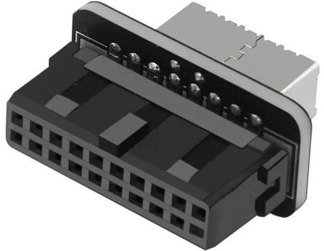 Alt view image 5 of 5 - Straight Type USB3.0 19/20Pin Mainboard Header to Key-A Type-E Adapter for Chassis Front Panel USB-C Bracket