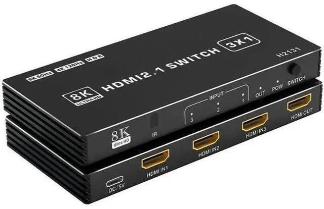 Main image of HDMI 2.1 Switch 3 in 1 Out, 8K@60Hz 4K@120Hz 48Gbps HDMI Switch Box, Supports HDCP2.3 HDR10 CEC Auto Switching, Compatible with PS5, Xbox Series X/S, Nintendo Switch, PC, DVD Player, HDTV Monitor
