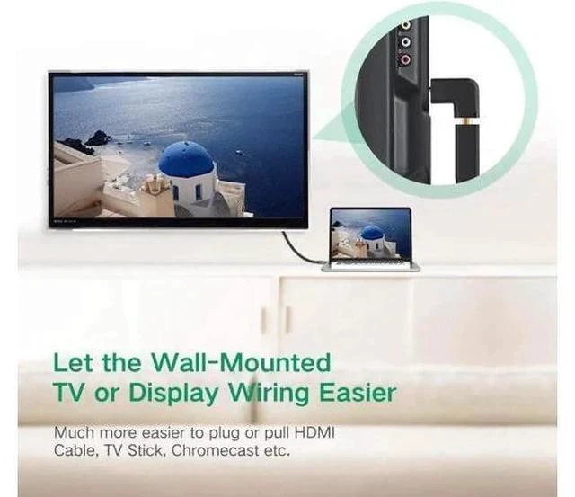 Alt view image 2 of 7 - 2-Pack 270° HDMI Right Angle Adapter Male to Female, Gold-Plated 4K Extender for TV Stick, Xbox, PS4, Switch
