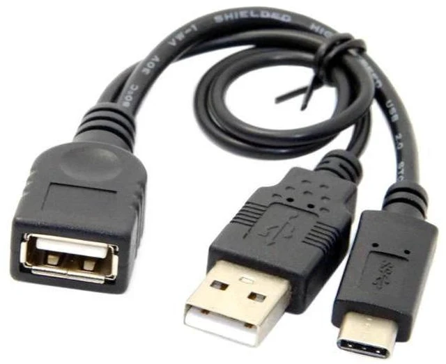 Alt view image 5 of 7 - USB 3.1 Type-C Male to USB-A Female OTG Adapter Cable with Extra Power Supply Port