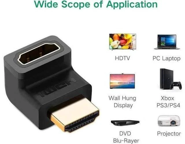 Alt view image 5 of 7 - 2-Pack 270° HDMI Right Angle Adapter Male to Female, Gold-Plated 4K Extender for TV Stick, Xbox, PS4, Switch