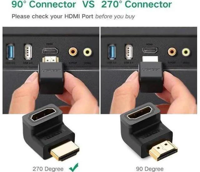 Alt view image 7 of 7 - 2-Pack 270° HDMI Right Angle Adapter Male to Female, Gold-Plated 4K Extender for TV Stick, Xbox, PS4, Switch