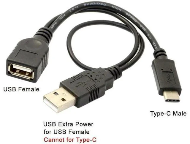 Alt view image 6 of 7 - USB 3.1 Type-C Male to USB-A Female OTG Adapter Cable with Extra Power Supply Port