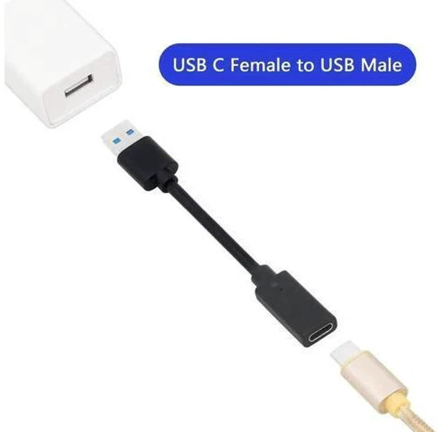 Alt view image 4 of 7 - 3FT USB 3.0 Type A Male to USB-C Female Adapter Cable, Black 5Gbps Data & Charging Converter Cord for Laptops, Phones, Power Banks