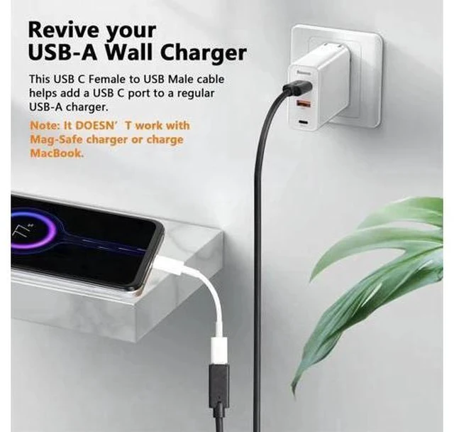 Alt view image 7 of 7 - 3FT USB 3.0 Type A Male to USB-C Female Adapter Cable, Black 5Gbps Data & Charging Converter Cord for Laptops, Phones, Power Banks